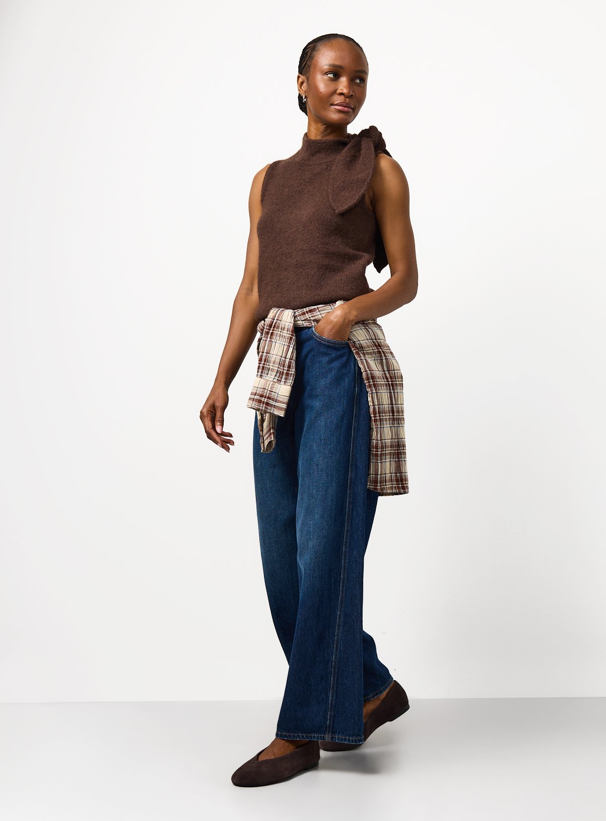 Brown Scarf Vest Knit Top 24 - Image 3 thumbnail